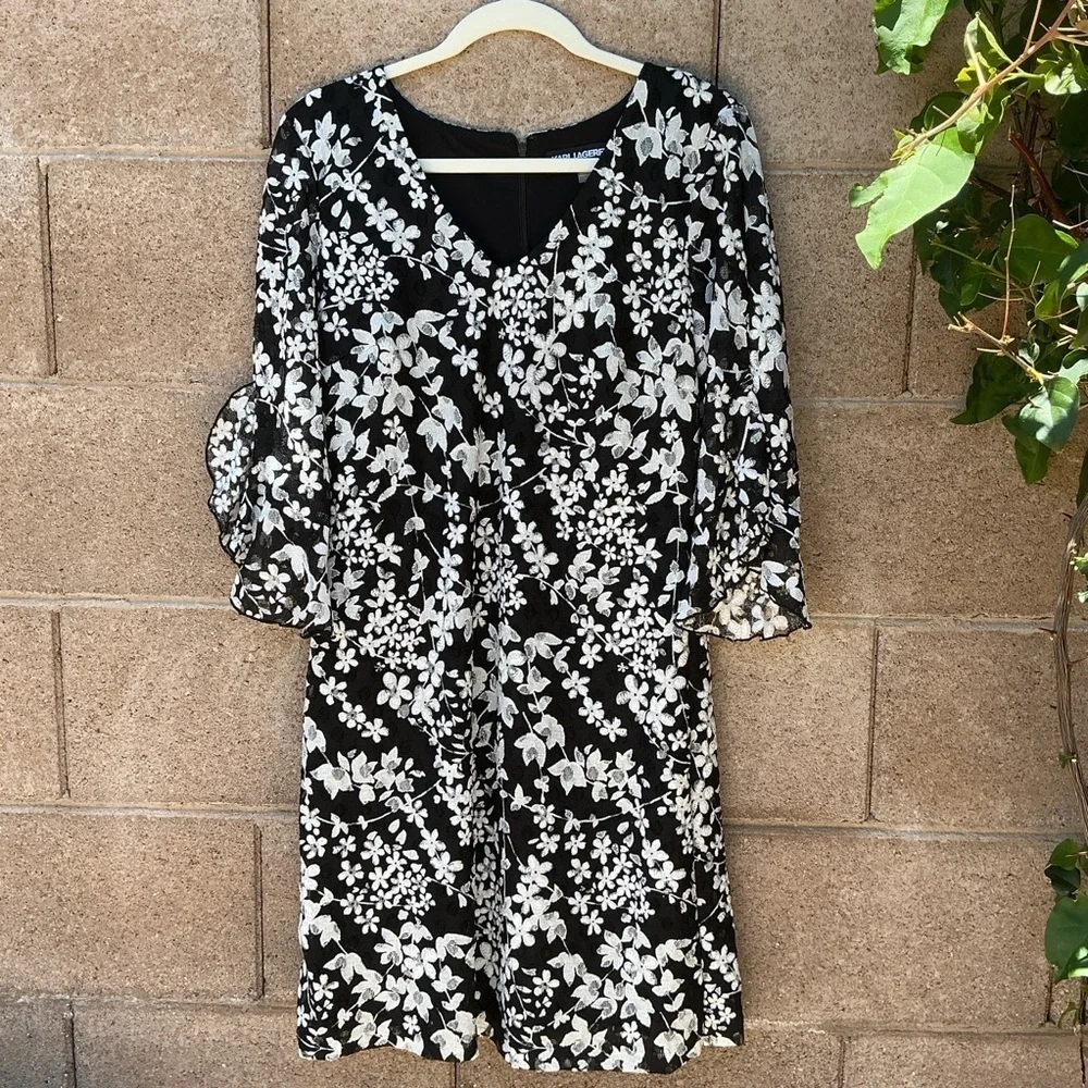 NWOT Karl Lagerfeld Carys Floral Lace Midi Dress Size 8 Whimsical Romantic